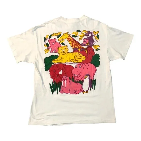 Vintage 90s Mothers Cookies Zoo Pals Animal Cookies T-shirt double sided (rare) - Picture 2 of 3